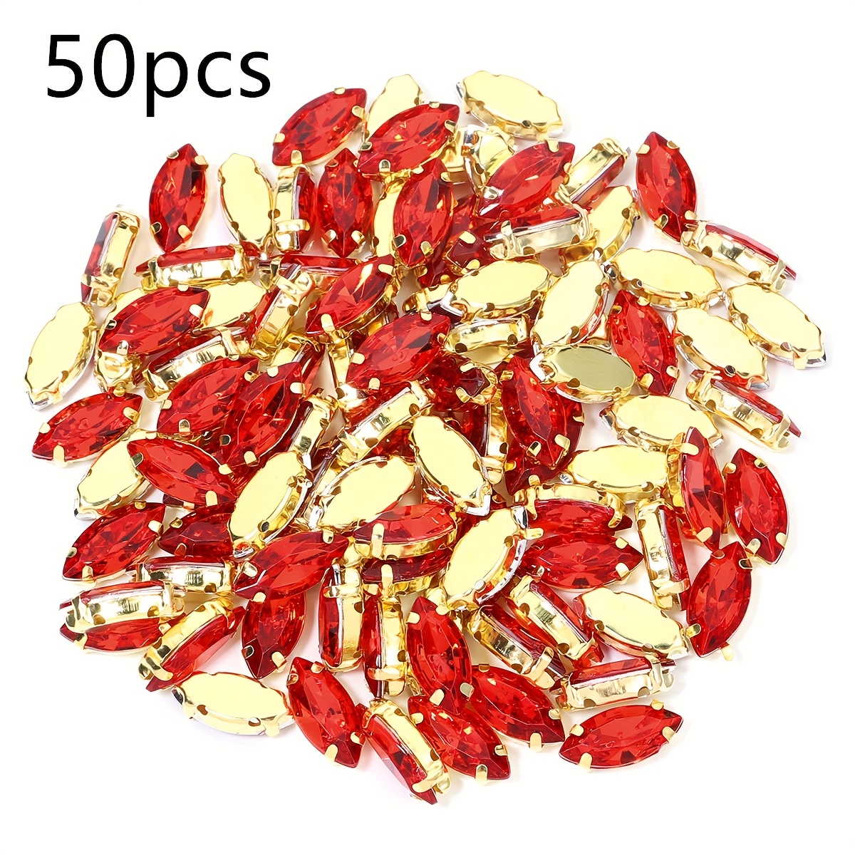 TEMU 50pcs Random Color Bright Shiny Acrylic 4 Hole Claw Sew On Rhinestones For Clothing Hair Additions Hat Dress Decoration Sewing Supplies Handmade