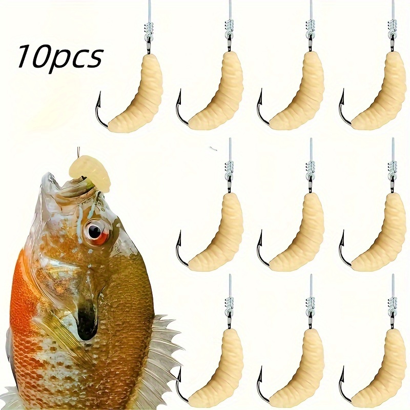 

10pcs Artificial Rubber Calf Fish , Yellow >1pc Freshwater Fishing Set With Hooks And , Ideal For Trout, Crab, , , And Other