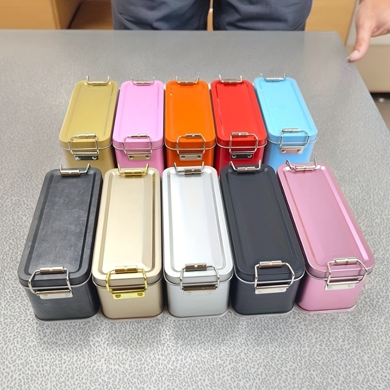 3pcs Multi Colored Small Rectangle Storage Tin with Buckle