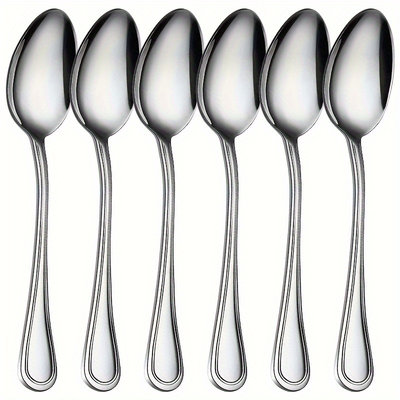 

6pcs Spoon, Silvery Set - 6 , Suitable For , , Restaurant, , Dishwasher Safe