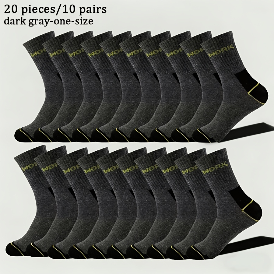 TEMU 5/10 Pairs Spring Mid-calf Socks, Durable, Shock-absorbing And Moisture-wicking Sports Socks. Men Socks With Ribbed Elastic Cuffs, Arch Support,