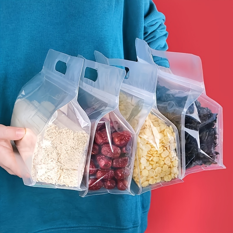 

50pcs, Transparent Self Sealing Vertical Food And Tea Packaging Bags With Zippers - Thickened Plastic Storage Bags For Snacks, Mushrooms, Noodles - Kitchen Storage Items