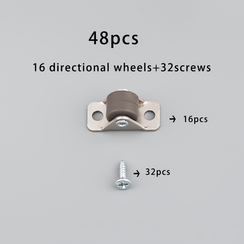 TEMU 8pcs Mini Directional Wheels And 16pcs 3 X 12mm Screws/16pcs Mini Directional Wheels And 32pcs 3 X 12mm Screws, 1.3cm/0.512in Mini Directional