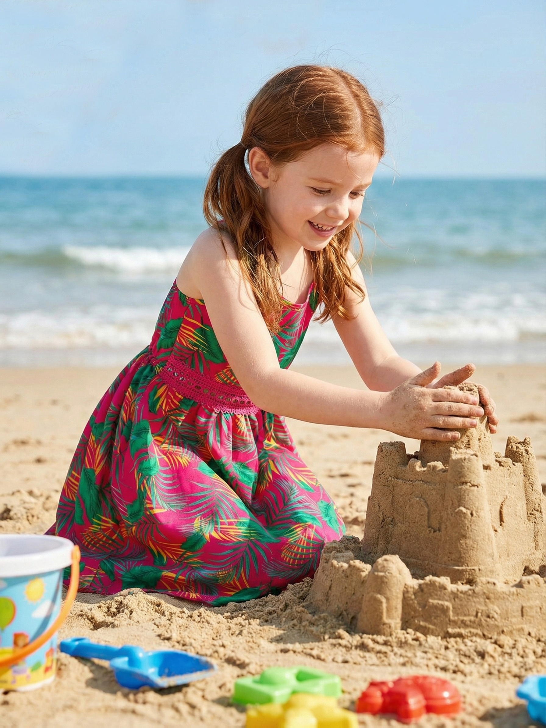 blue dress for baby girl Beach Baby Light Blue Smocked Angel Sleeve Dress by Southern Sunshine - Girls Dresses main image 1