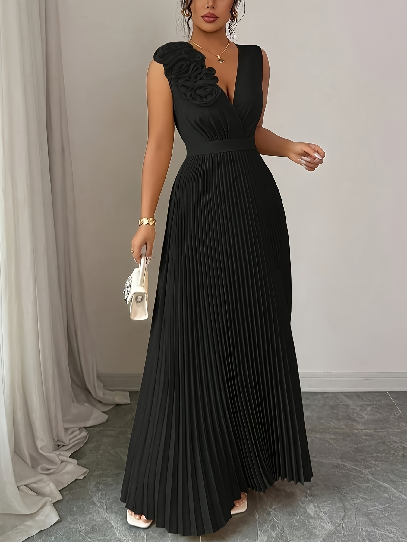 open lace back dress Hyacinth House Black Mixed-Media Coco Maxi Dress Black / XXS main image 1