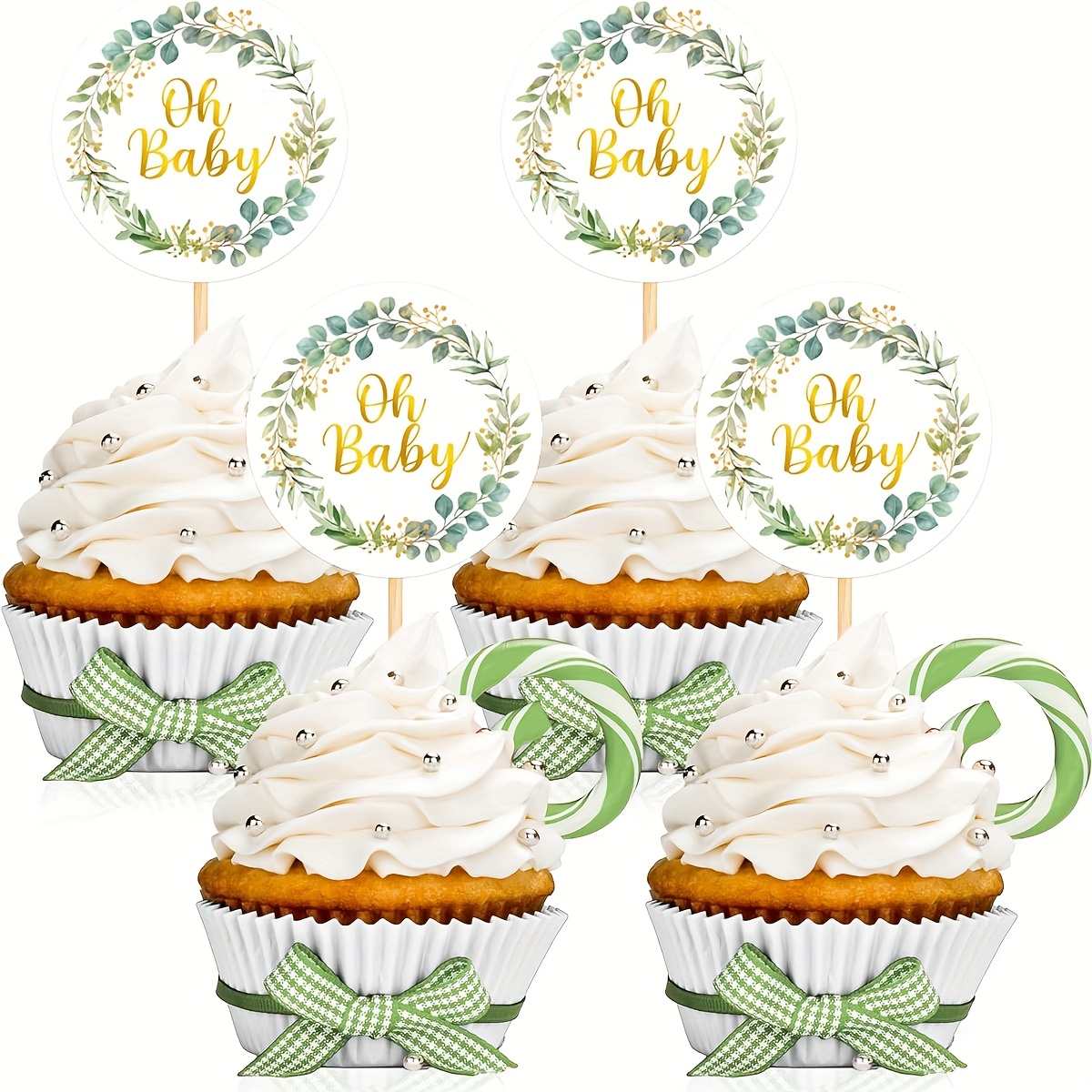 Bymivofun 24 stuks cupcake-toppers, glitter voor verjaardag, decoraties voor kinderfeest (goud