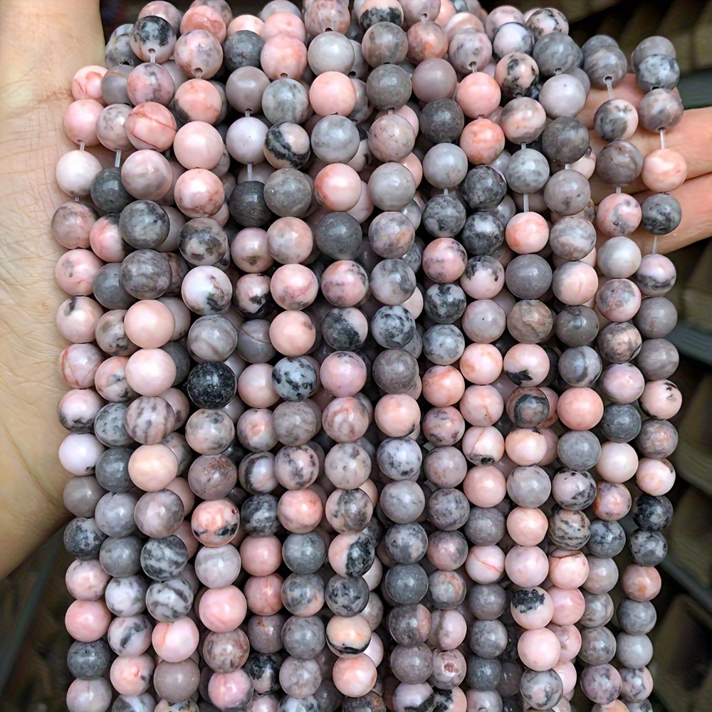 

Natural Pink Zebra Jasper Beads - 6-10mm Smooth Round Jade Stones For Diy Jewelry Making, Spacer Beads For Bracelets, Assorted Sizes Bulk Pack