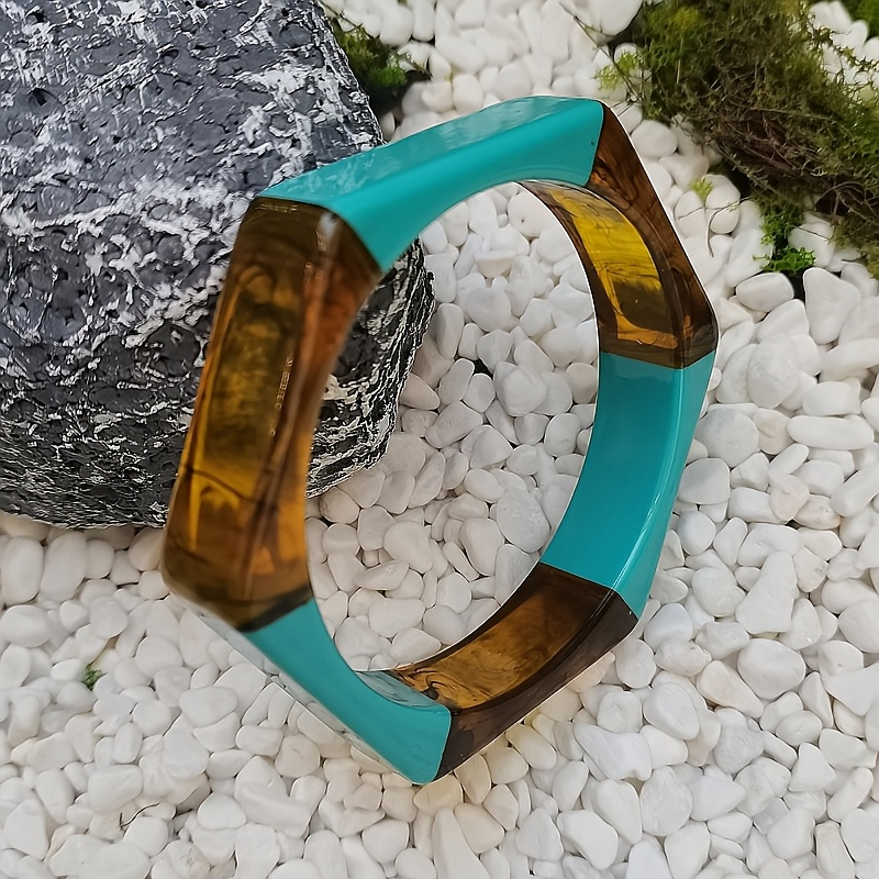 Women's Two-Tone Multi-Color Spliced Bangle Bracelet
