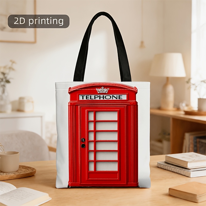 TEMU Crossbody Bag And Handbag For Men And Women, British Red Telephone Booth 2d Print, Unisex Tote Crossbody Bag, Ideal For Daily Commute And
