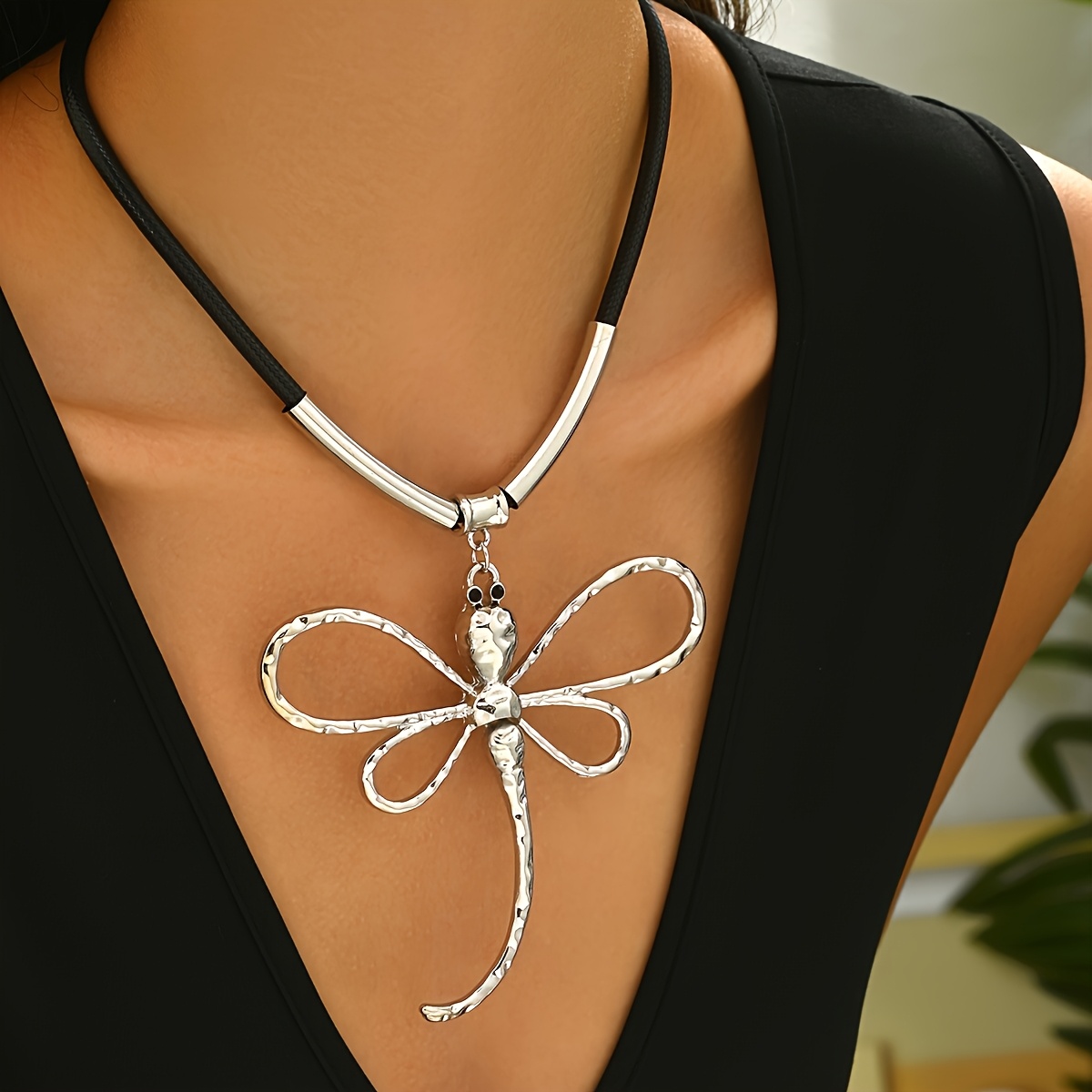 Image of 1pc Fashionable Personalized 3d Dragonfly Pendant Necklace For Daily Casual Wear And Party Attire
