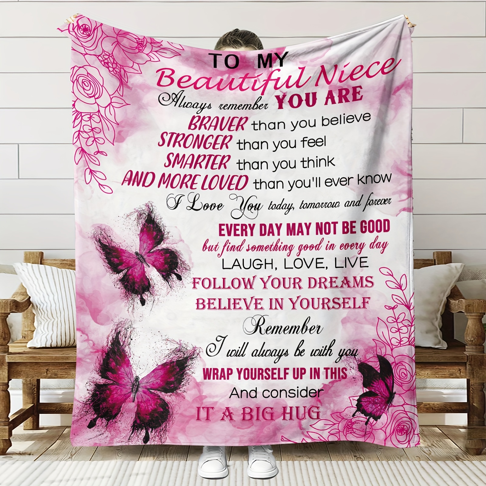 

Inspirational Niece Blanket - & , All- Fleece, Bed Sofa Camping , Tear Knitted , For & For Christmas