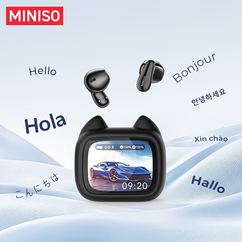 Image of Miniso Ms102 Translation Earphones Support 136 Languages, Hd Screen Voice To Text, Hd Screen, Noise Isolation, Usb Charging, Perfect For Travelers, Students, Professionals, Christmas Gifts