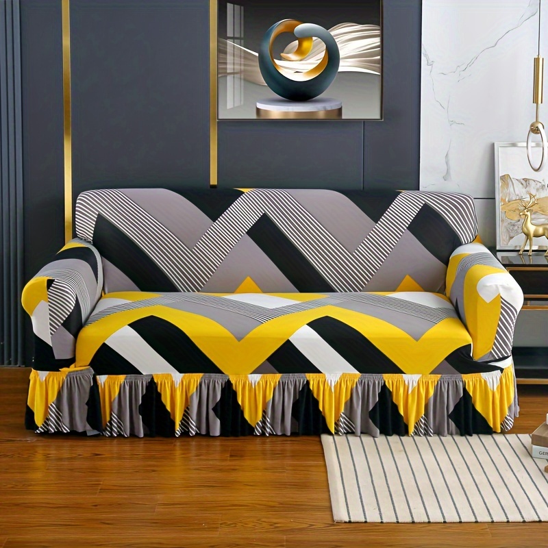 

1pc Stretch Sofa Slipcover, Sofa Cover With Skirt, Couch Cover Furniture Protector, For Bedroom Office Living Room Home Decor