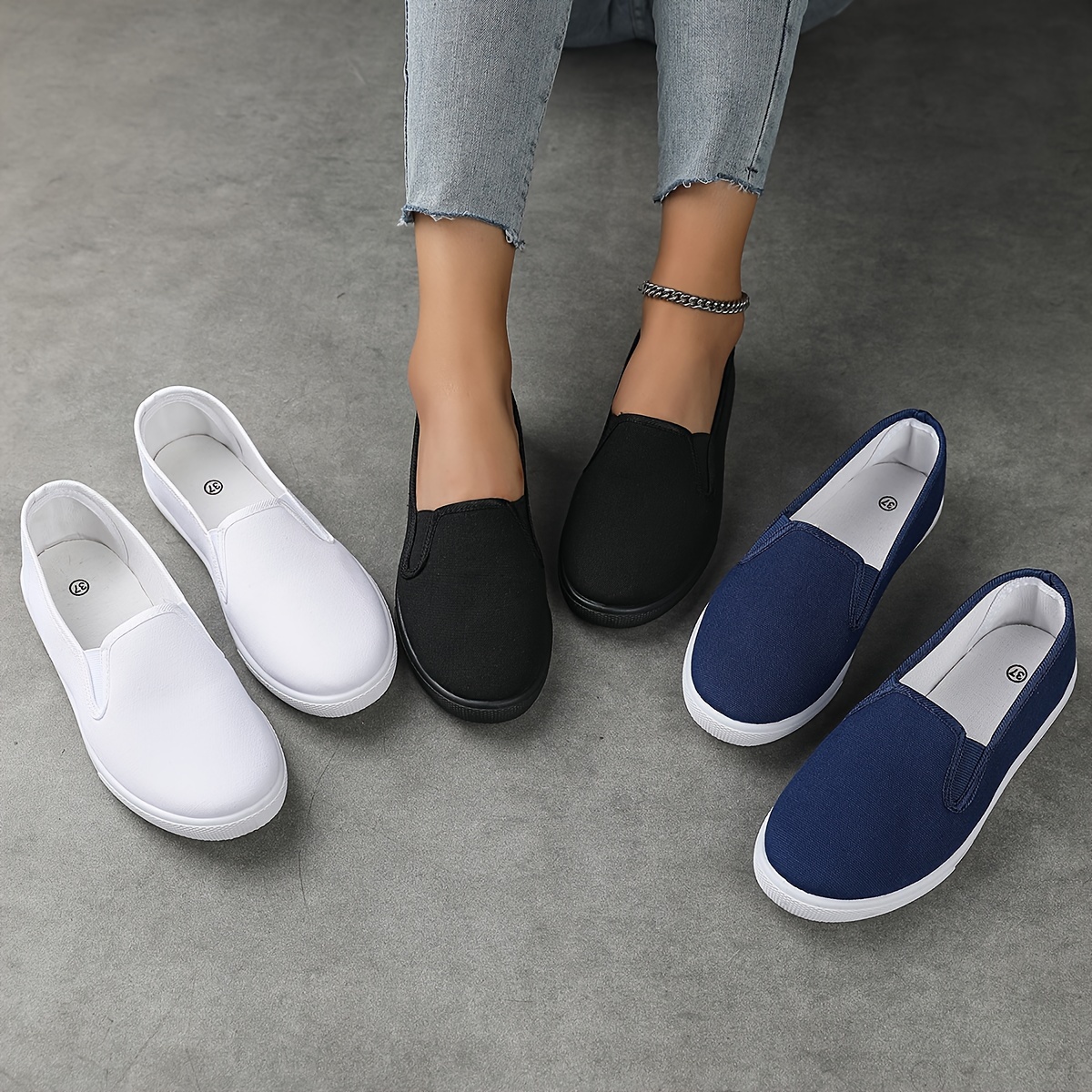 Women's Ladies Fashion Casual Versatile Comfortable Canvas Flat Casual Shoes Women Sale Slip