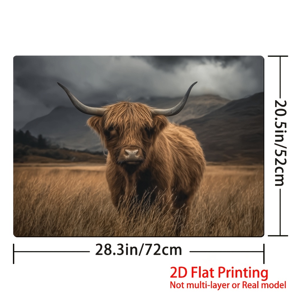 TEMU 1pc, 2d Flat Printing Furnace Top Decoration, Mat Protector For And Gas Stove Featuring A Highland Cow In A Field. Ideal For, Heat-resistant And