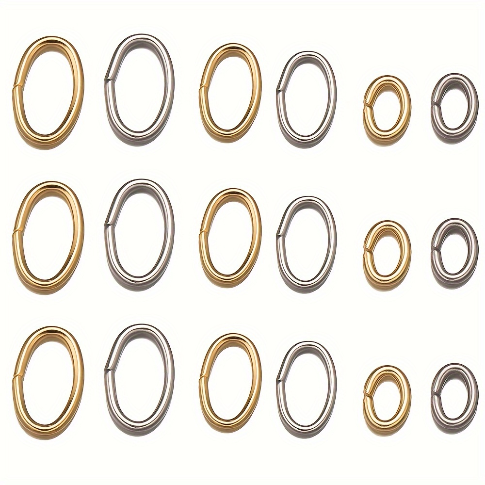 

50pcs Stainless Steel Oval Jump Rings Connectors For Diy Jewelry Making - Key Chains, Earrings, Necklaces, Bracelets, Pendants - Durable Metal Accessories