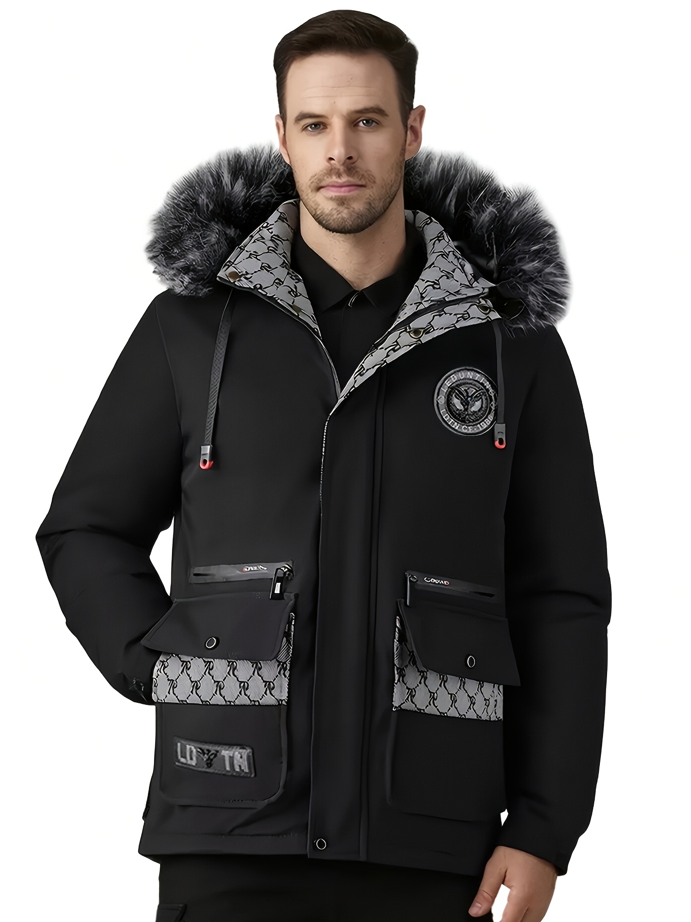 Men's Stylish Thickened Windproof Jacket with Large Pockets