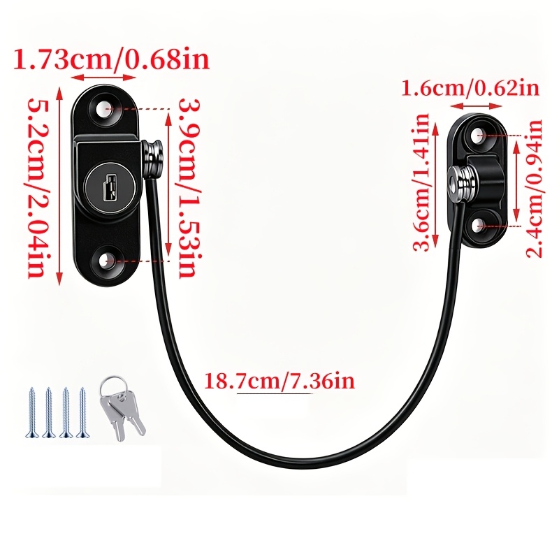 Black Window Door Cable Restrictor for Safety