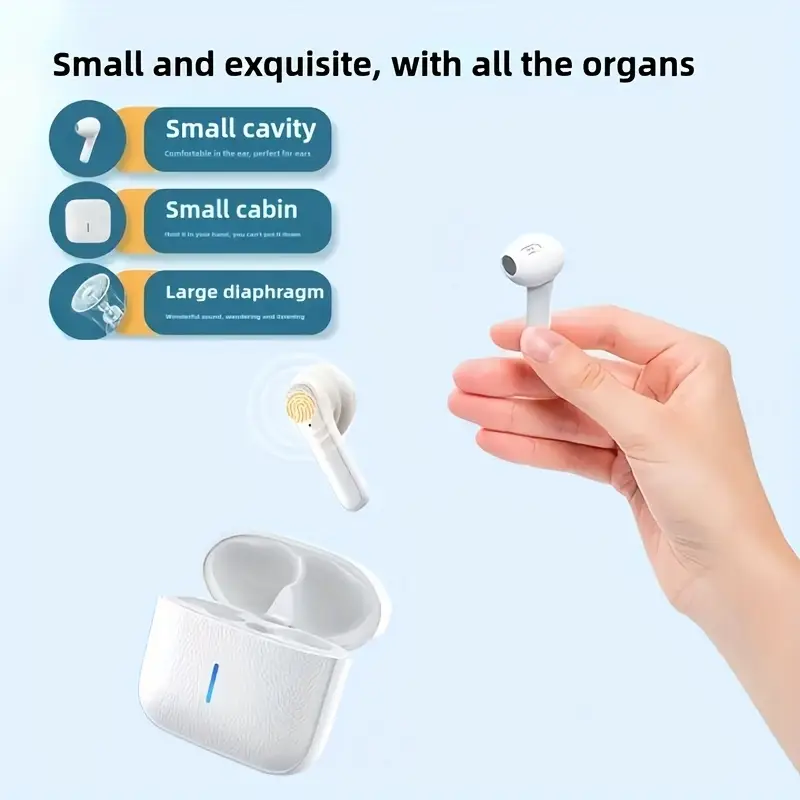 auscultadores sem -auriculares, estéreo , auscultadores sem 5, 3, estável, com redução de ruído para chamadas, carregamento usb-c, sem , controlo de volume, adequados para , desportos, jogos, exercícios e outros . detalhes 4