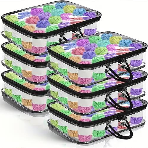 item picture 8pcs transparent clothing storage bags pvc storage boxes with reinforced suitable for storing bedding blankets and bed s knitted yarn ball storage bags