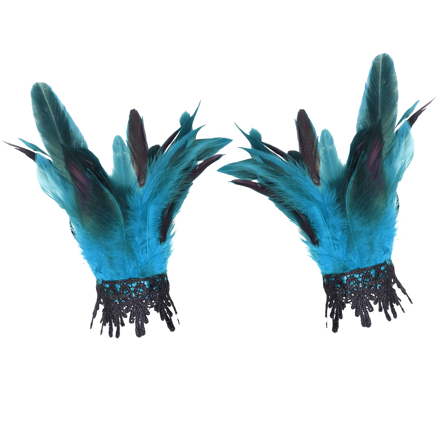 TEMU Dark Gothic Lace Artificial Feather Wrist Cuff, Vampire Demon Cosplay Feather Sleeve
