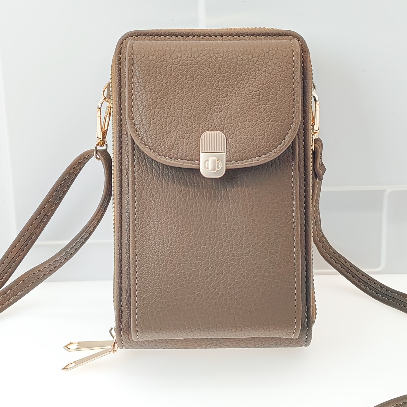TEMU Multifunctional Large Capacity Double-layer Zipper Phone Wallet, Fashionable Pattern Casual Travel Crossbody Bag