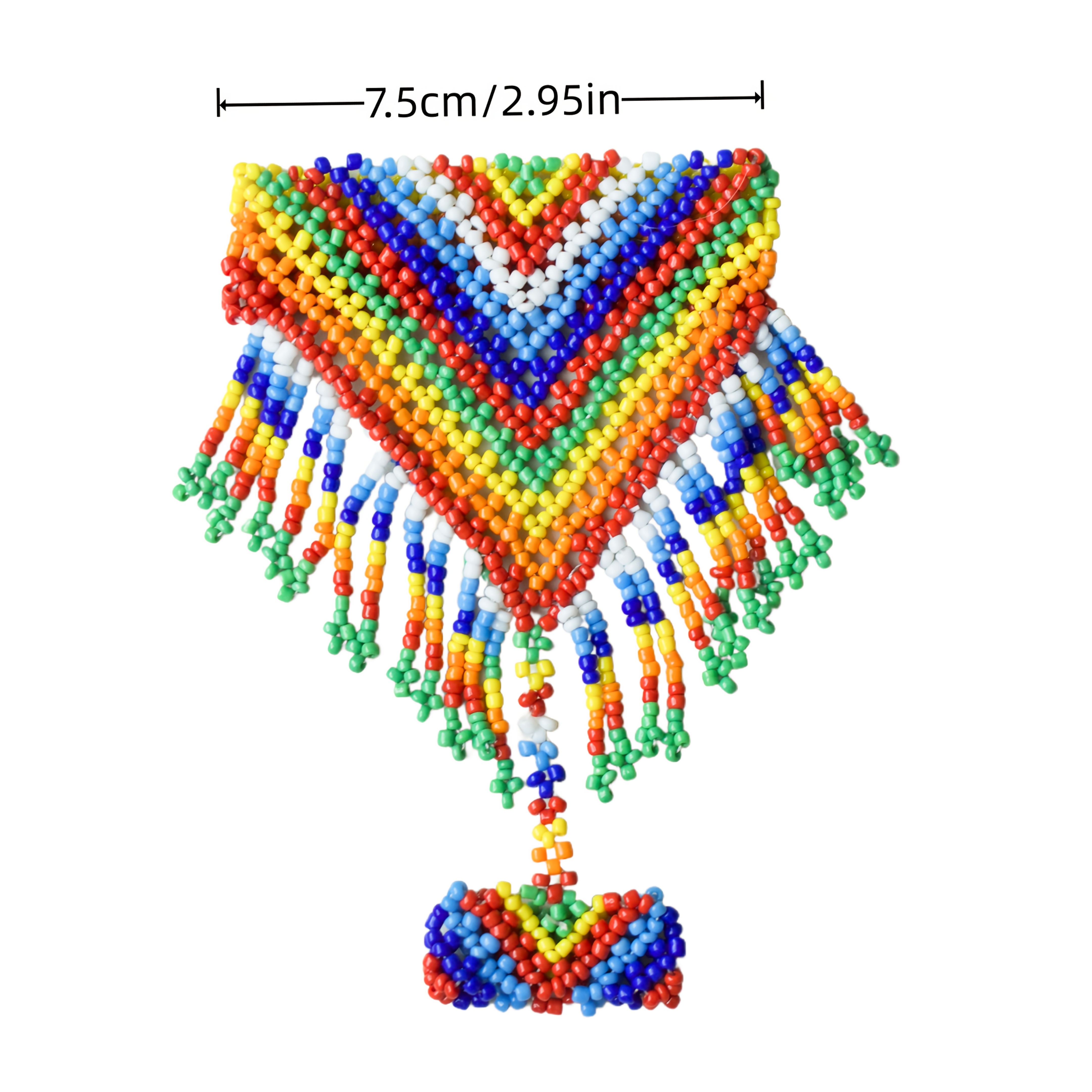 TEMU [handmade Bohemian Bracelet] Handmade Bohemian Ethnic Style Elastic Geometric Woven Bead Bracelet For Women | Unique , Colorful And , Perfect For Casual Attire Or Parties, Bohemian Jewelry