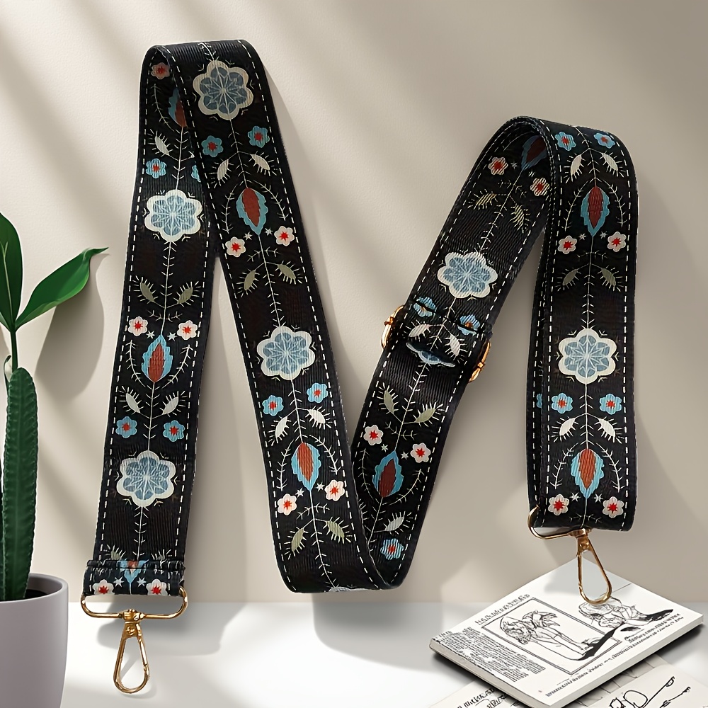 Image of Travel Accessories | Adjustable Replacement Shoulder Strap, Elegant Ethnic Style Bag Strap With Golden Metal For Crossbody Bags And Backpacks
