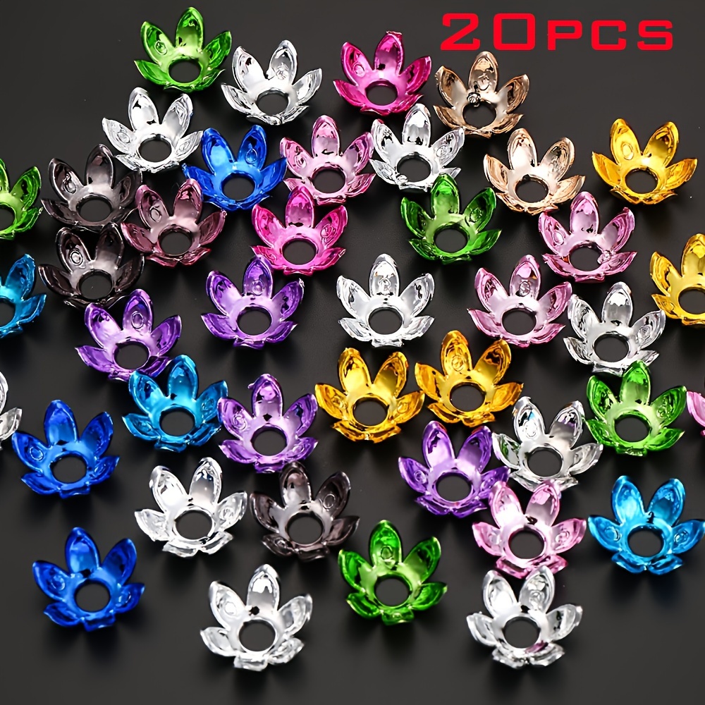 Image of 20pcs 16mm Acrylic Ab Color Flower Beads Caps Beads Necklace Bracelet Ornament Supplies Jewelry Making Findings