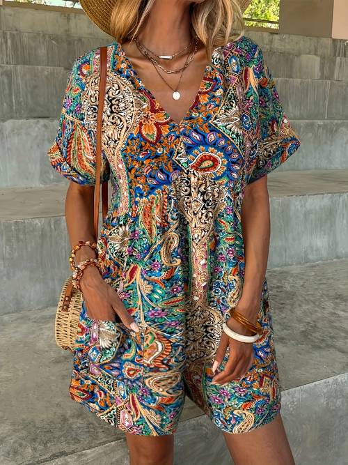 item picture womens dress tropical print bohemian womens wear paisley pattern holiday jumpsuit
