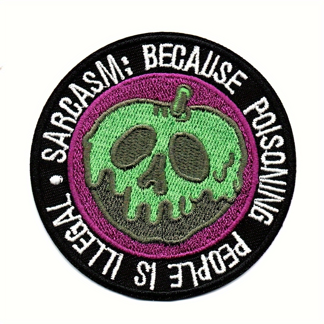 

Sarcasm: Poisoning People Is Illegal" - Green Pumpkin Iron-on/sew-on Patch, Hippie Punk Rock Cartoon Embroidery Badge For & Accessories