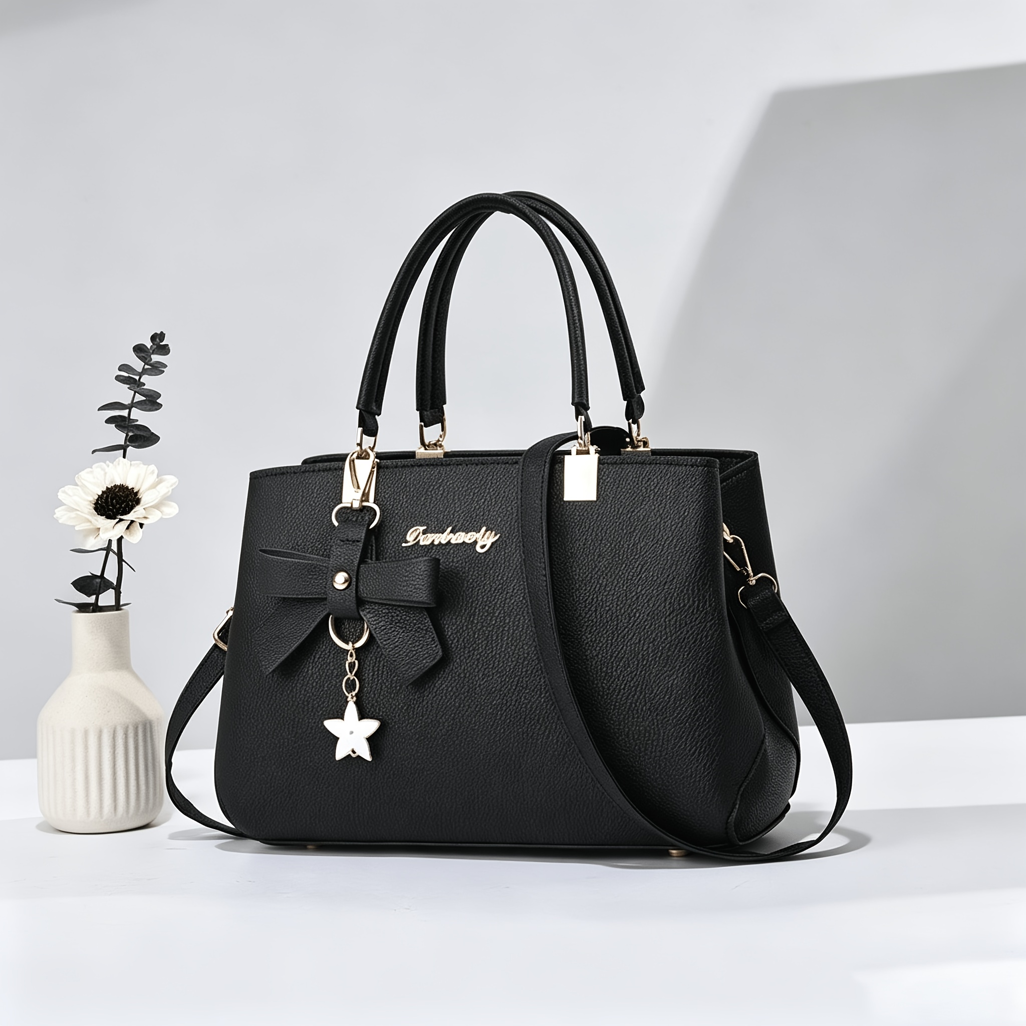 Image of Women's Bow Decor Solid Color Small Handbag, Women's Fashion Mini Crossbody Bag, Suitable For Dates, Parties, And Office Wear