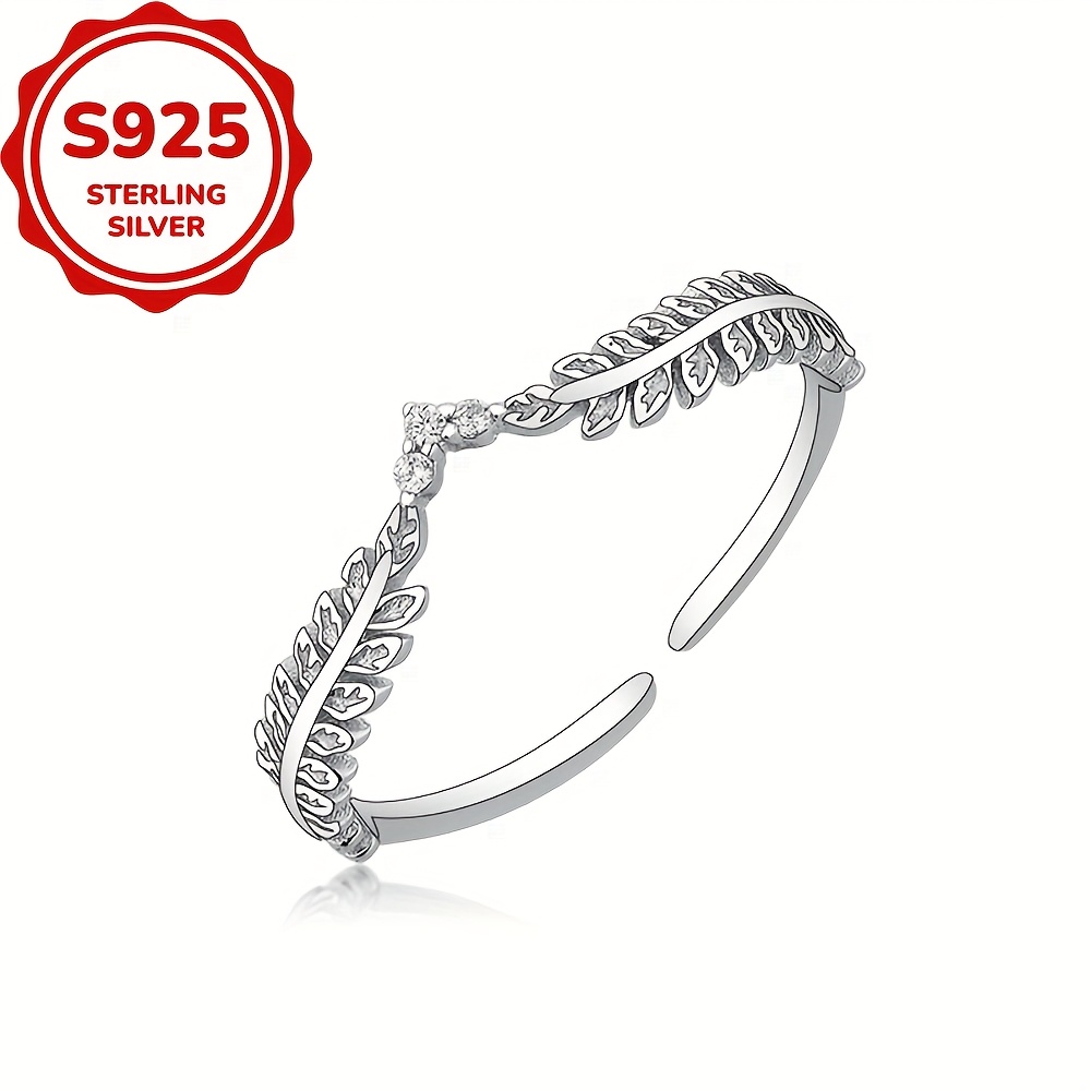 925 Silver Leaf Crown Ring Gold Plated CZ Perfect for Celebrations