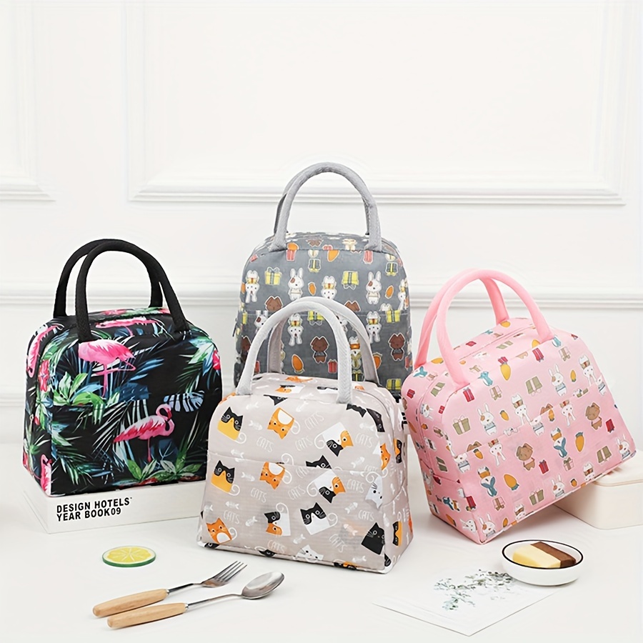 

Classic Versatile Zipper Lunch Storage Bag, With Cartoon Pattern, Lightweight Versatile Portable Carry On Bento Bag