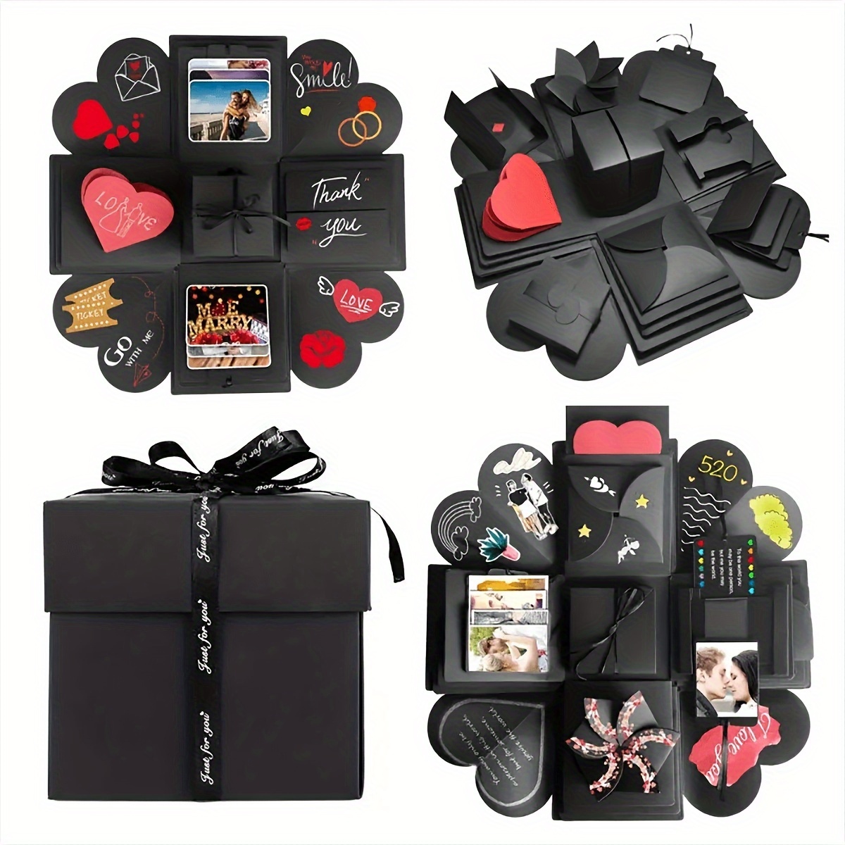 

1pc, Surprise Explosion Box Diy Handmade Proposal Ring Photo Album Couple Gift Photo Album Photo Collection, Handmade Photo Box For Birthday Gift Wedding Anniversary Valentine's Day