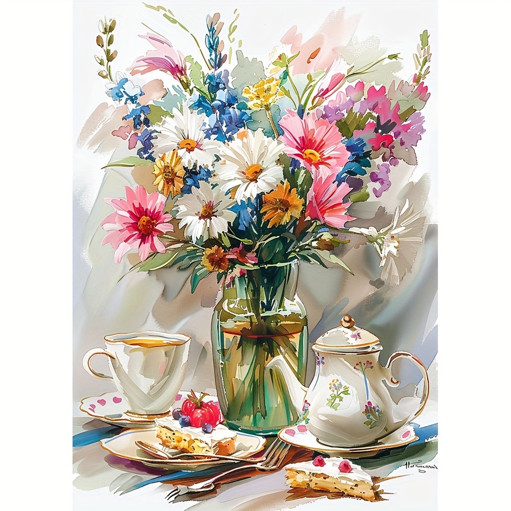

1pc Large Size 30x40cm/11.8x15.7in Without Frame Diy 5d Diamond Art Painting, Flower, Full Rhinestone Painting, Diamond Art Embroidery Kits, Handmade Home Room Office Decor Gift