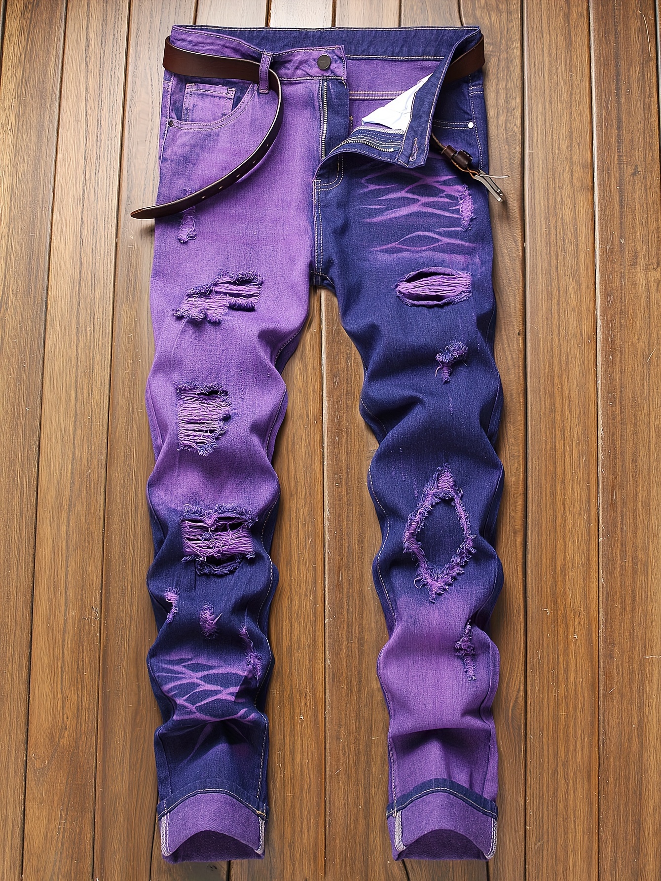 Purple Brand Distressed-effect Slim-fit Jeans in Blue for Men