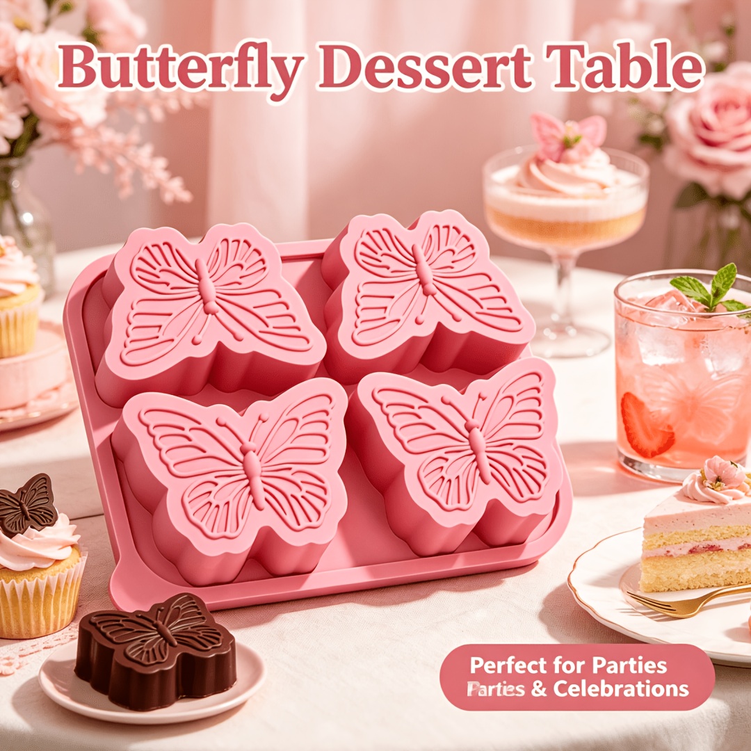 TEMU 4 -shaped Silicone Molds, Suitable For , Chocolate, Candy, And Cake Making. A Very Practical Household Item. Pink