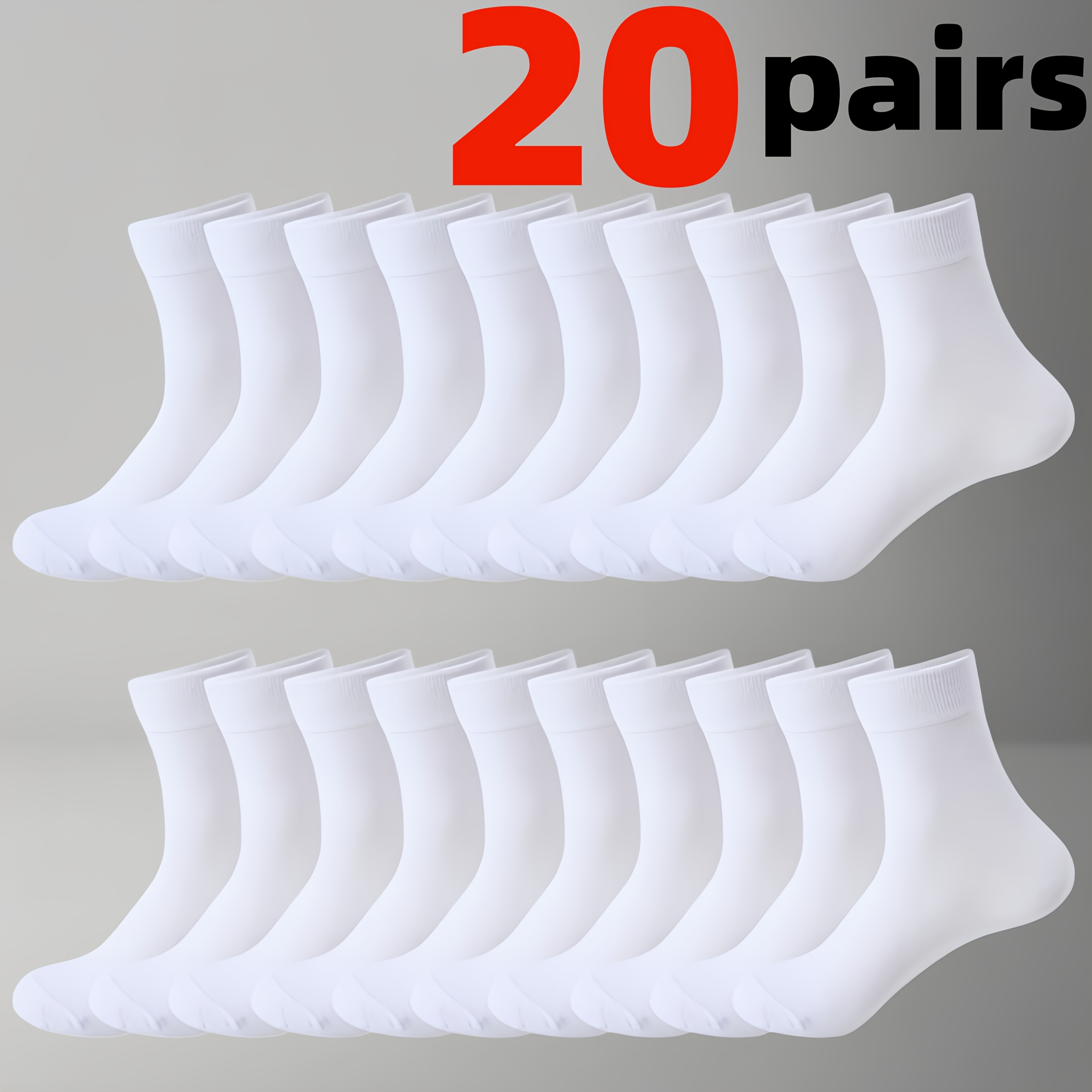 TEMU 20 Pairs Of Solid Color Men's Sweat-absorbent Breathable Business Socks, Suitable For , Comfortable And Breathable Design, 3 Colors , Or Random