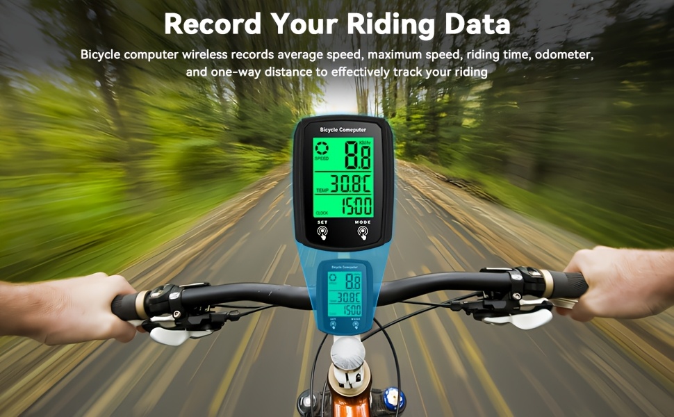 Wired Bike Computer, Bicycle Odometer with MPH And KM/H Options, Featuring a Touch Sensor Switch, Large Digital LCD Display, And Automatic Wake-Up Function