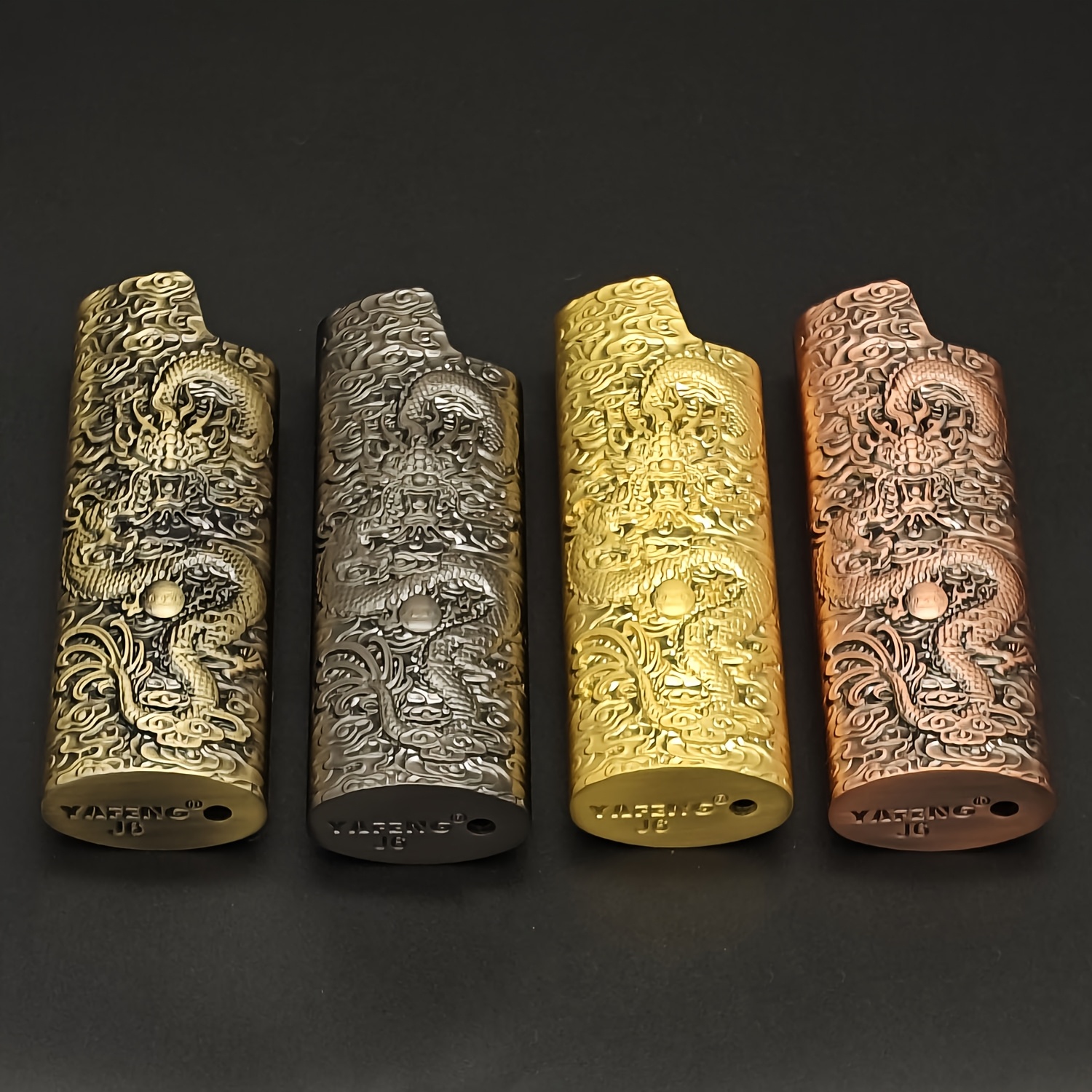 high quality cigarette lighter dragon engraved alloy lighter case j6 metal lighter