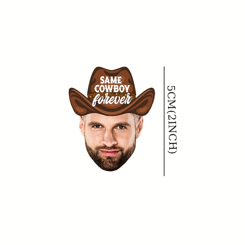 TEMU Custom Cowboy Hat Face Stickers - Personalized Photo Stickers Suitable For Single Parties, Birthdays & Bridal Shower Decorations - Sticky Party