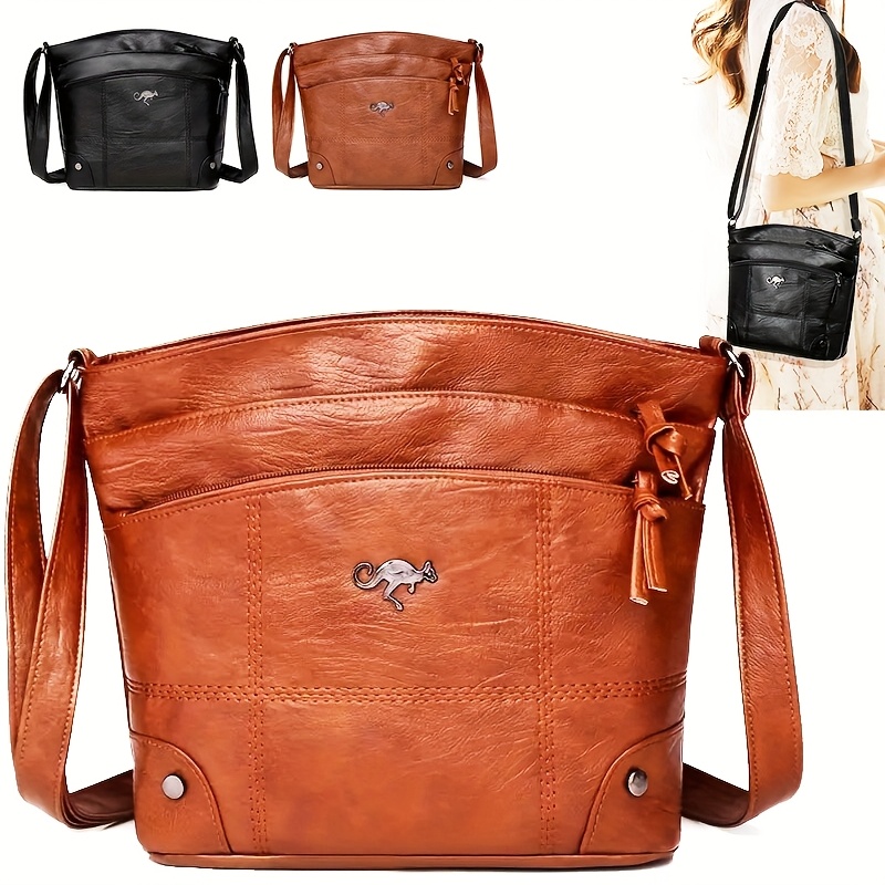 

Women'-style Leather Crossbody Bag, Lightweight Multi-pocket Quilted Shoulder Bag, Solid Color Multi-compartment Bag, Commuting Small Backpack, Phone And Coin Purse.