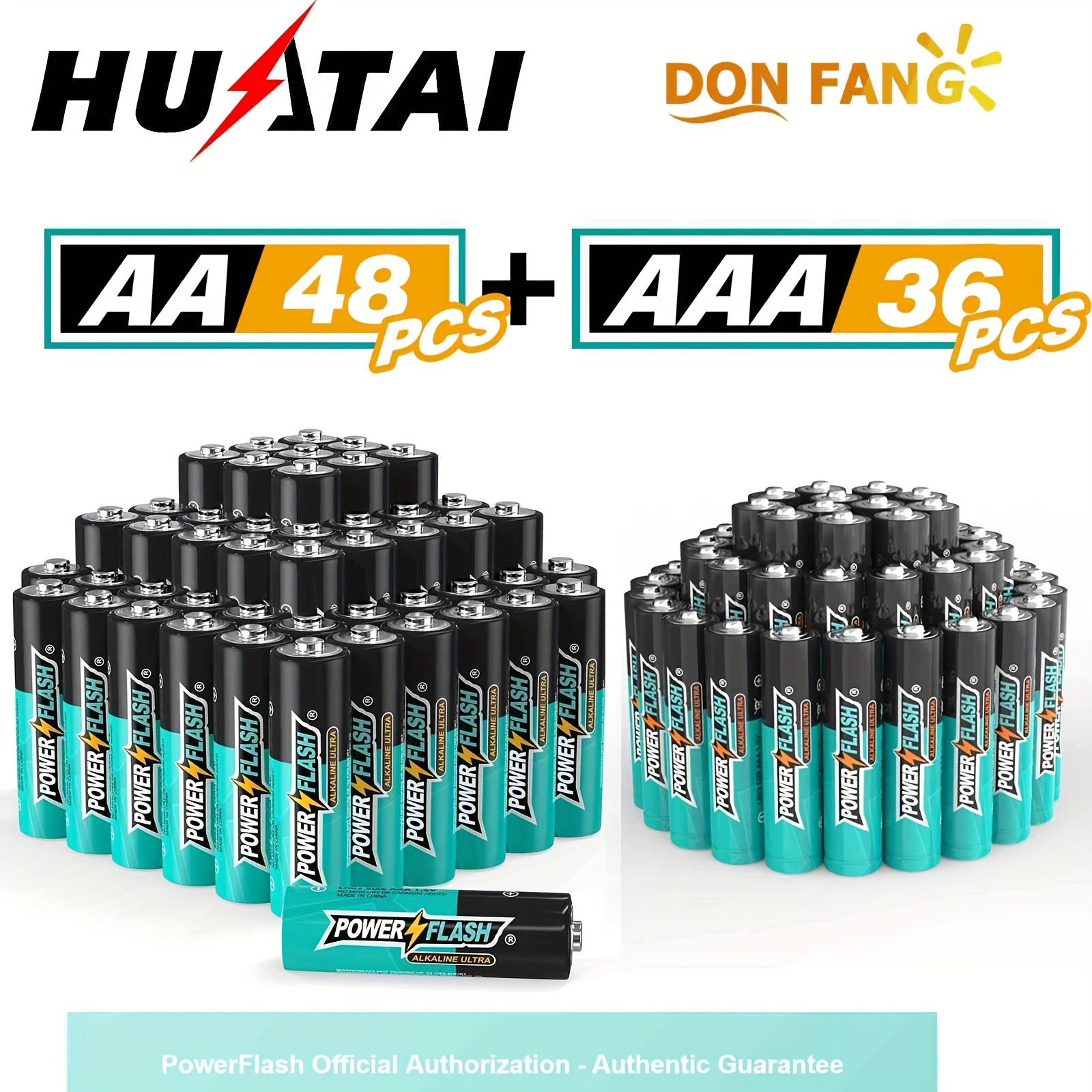 

Powerflash Alkaline Long-lasting Batteries, Combo Pack, Set Of 36 Pcs Aaa And 48 Pcs Aa Batteries For Home, Various Household Device, Work