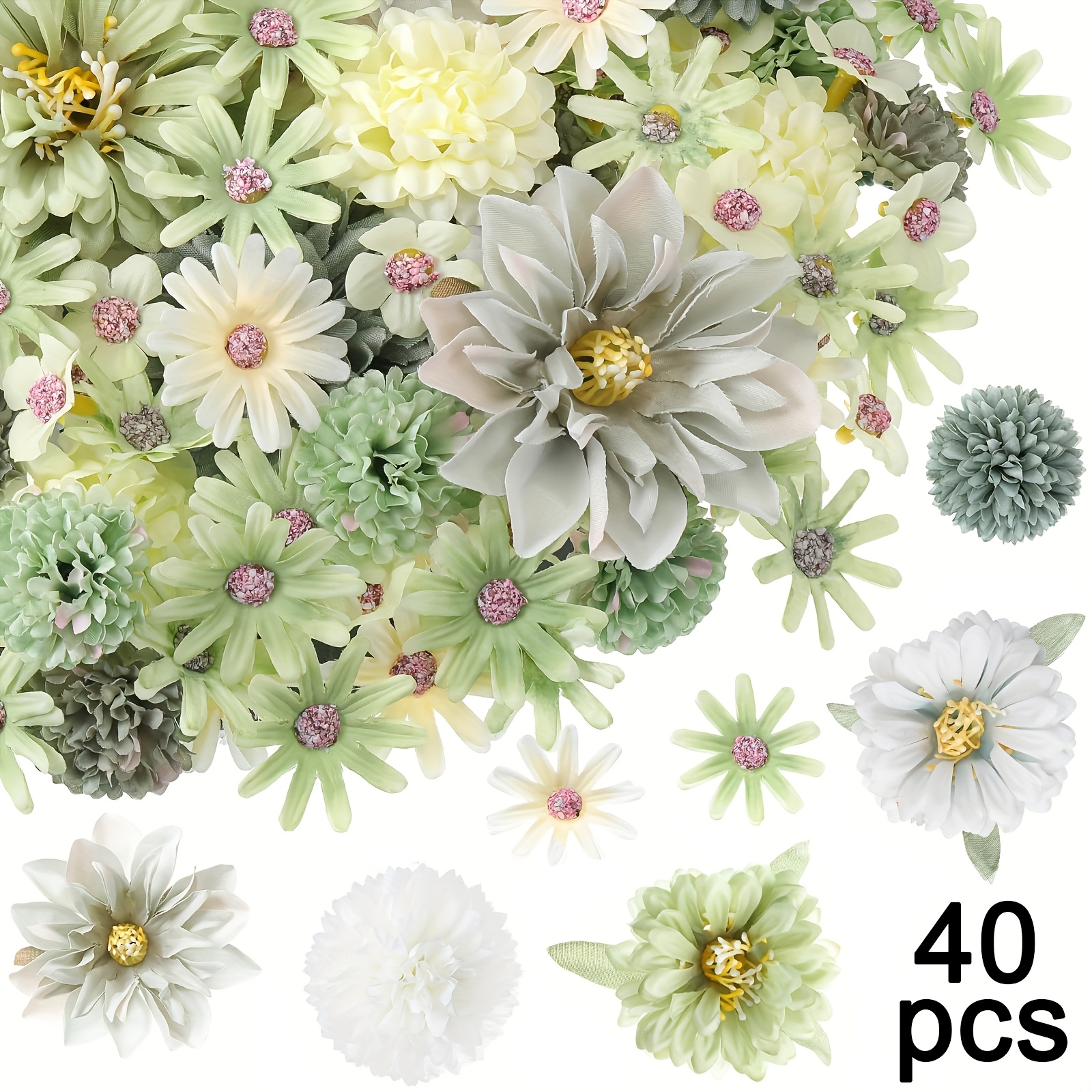 Image of 20/40pcs Fake Flower Heads For Crafts Mini Silk Flower Heads Rose Artificial Daisy Heads Decorative Flowers For Home Bride Bridesmaid Wedding Centerpieces, Perfect For Thanksgiving