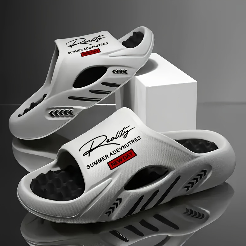 Men'S And Women'S Thick-Soled Oversized Fashion Print Comfort Slippers | Lightweight, Stylish, All-Season, Eva Material, Open Toe, Slip-On Closure, Perfect For Daily Use, Couples, And Family - A Practical Gift