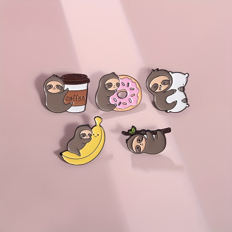 

1/5pcs Cute Animal Sloth Enamel Pins Brooches Slow Sloth Climbing Tree Banana Brooch Lapel Badges Backpack Badge Jewelry Gift