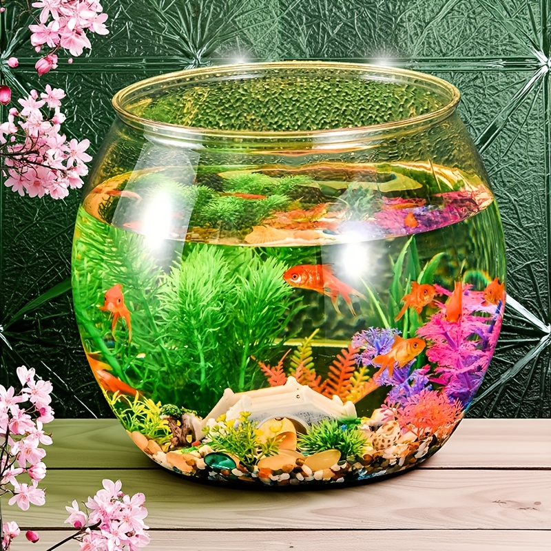 [Home Relaxation] Modern Round Acrylic Fish Bowl Unbreakable, High-*  Transparent Aquarium for Small Fish, Turtles, and Hydroponic Plants Ide
