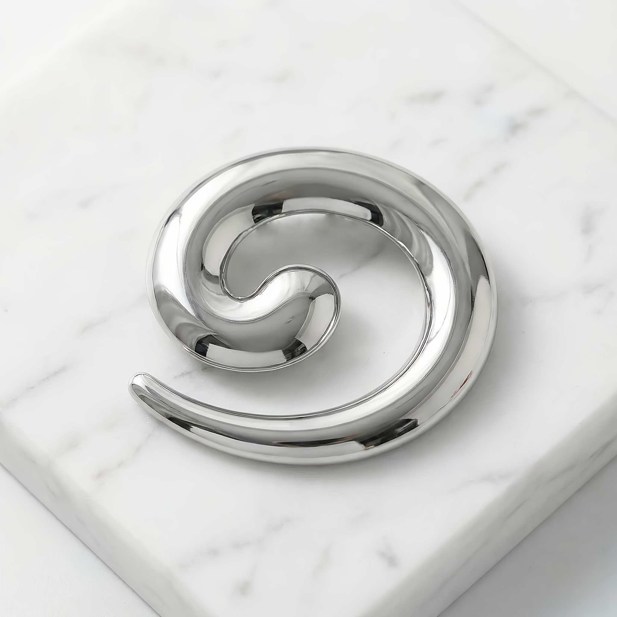 Cross-border Conch Twisted Circle Badge From Europe And America, Trendy And Versatile, Niche And High-end, Suitable For Daily Commuting