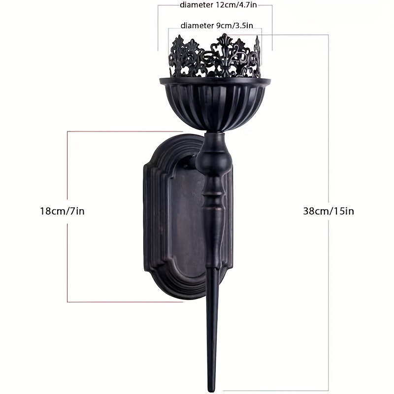 TEMU Wall-mounted Candelabra, Black Iron Candle Holder, Wall Decor Tray, Hanging Ornament